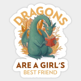 Dragons Are A Girl's Best Friend Dragon Girl Woman Friendship Book Gift Sticker